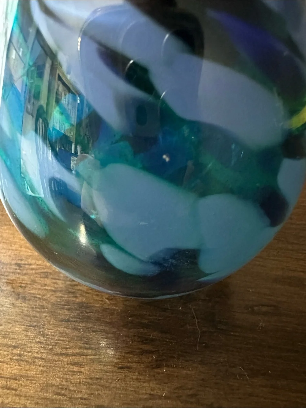 Hand-Blown Blue Glass Jar with Cork Stopper